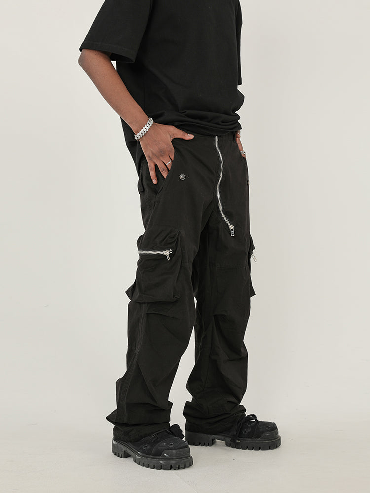 F3F Select Design Zipper Multi Pocket Pleated Work Cargo Pants