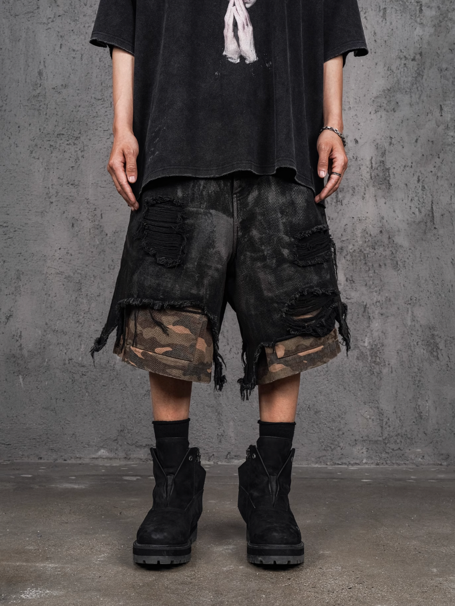 Buy Now Double Layer Black Jorts – Face 3 Face