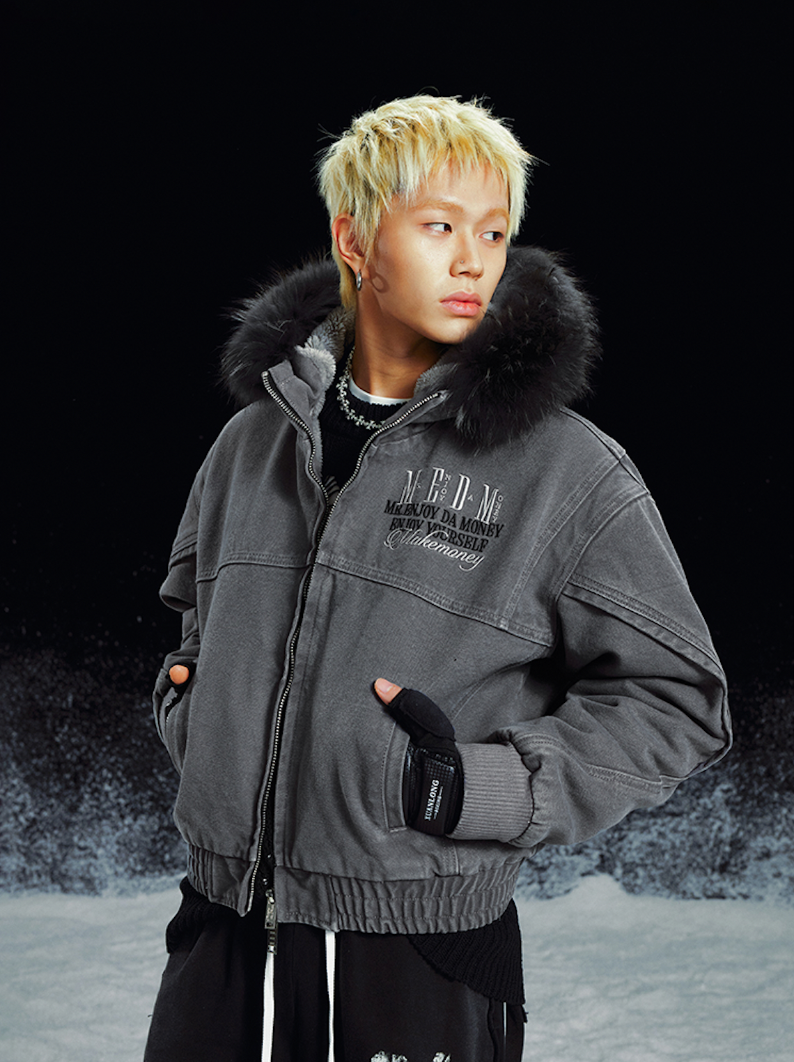 Buy Now MEDM Removable Fur-Hooded Work Jacket – Face 3 Face