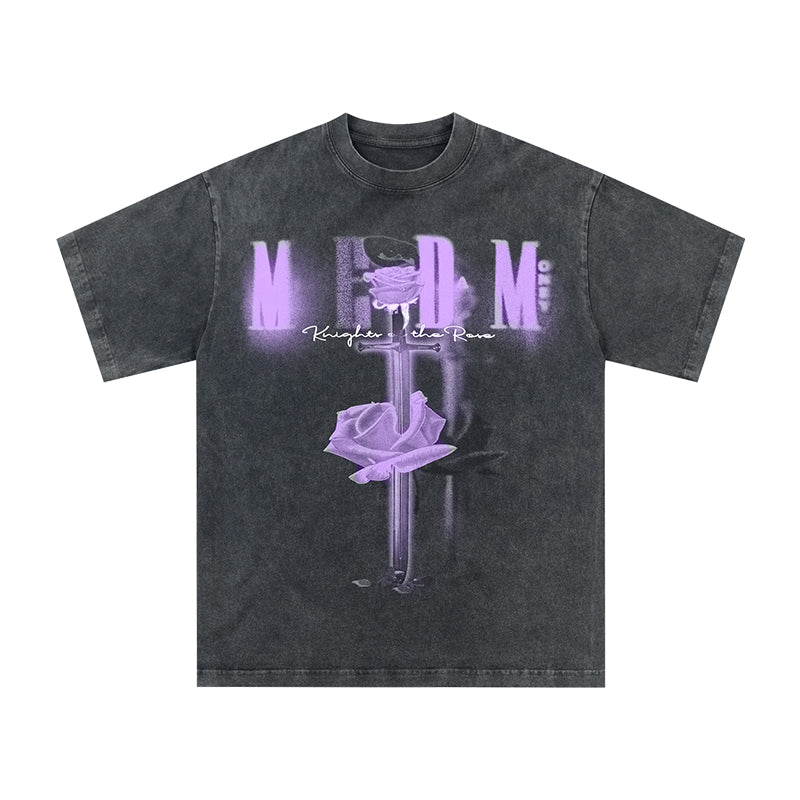 MEDM Sword & Rose Oil Print Tee