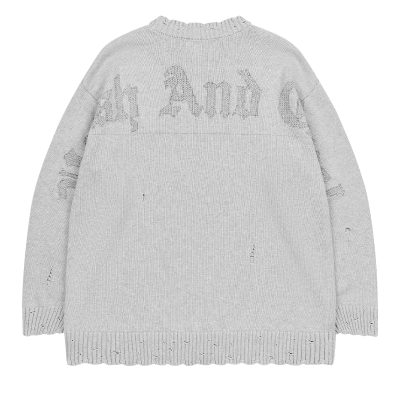 Harsh and Cruel Gothic Logo Destructed Knit Sweater – Face 3 Face