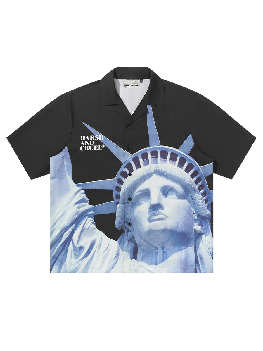 Harsh and Cruel Statue of Liberty printed Cuban Shirt – Face 3 Face