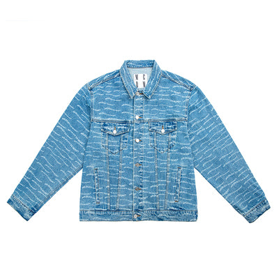 MEDM Full Print Logo Denim Jacket