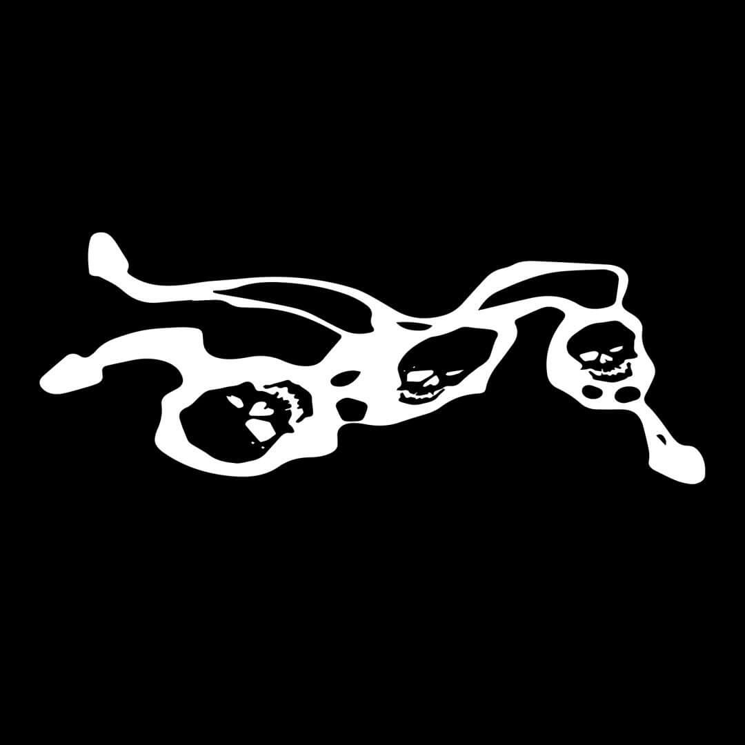 Abstract white graphic symbol on a black background representing Night Lab (Night Laboratory)’s experimental streetwear identity.