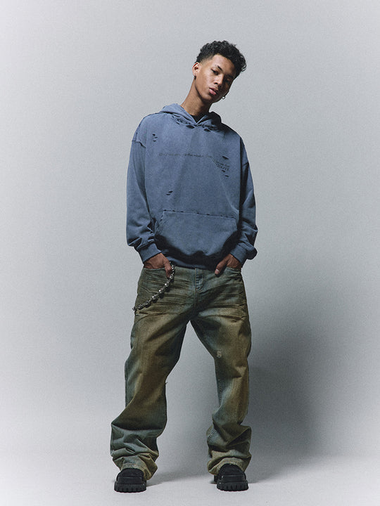 ANTIDOTE Micro Slim Dirty Herringbone Stripe Mud Dye Jeans | Face 3 Face