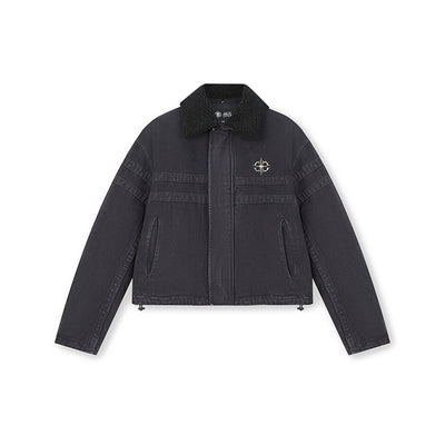 DICETINY Washed Detachable Sherpa Collar Work Jacket | Face 3 Face