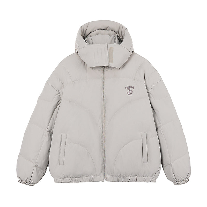 Small Town Kid Quilted Embroidery Hooded Down Jacket | Face 3 Face