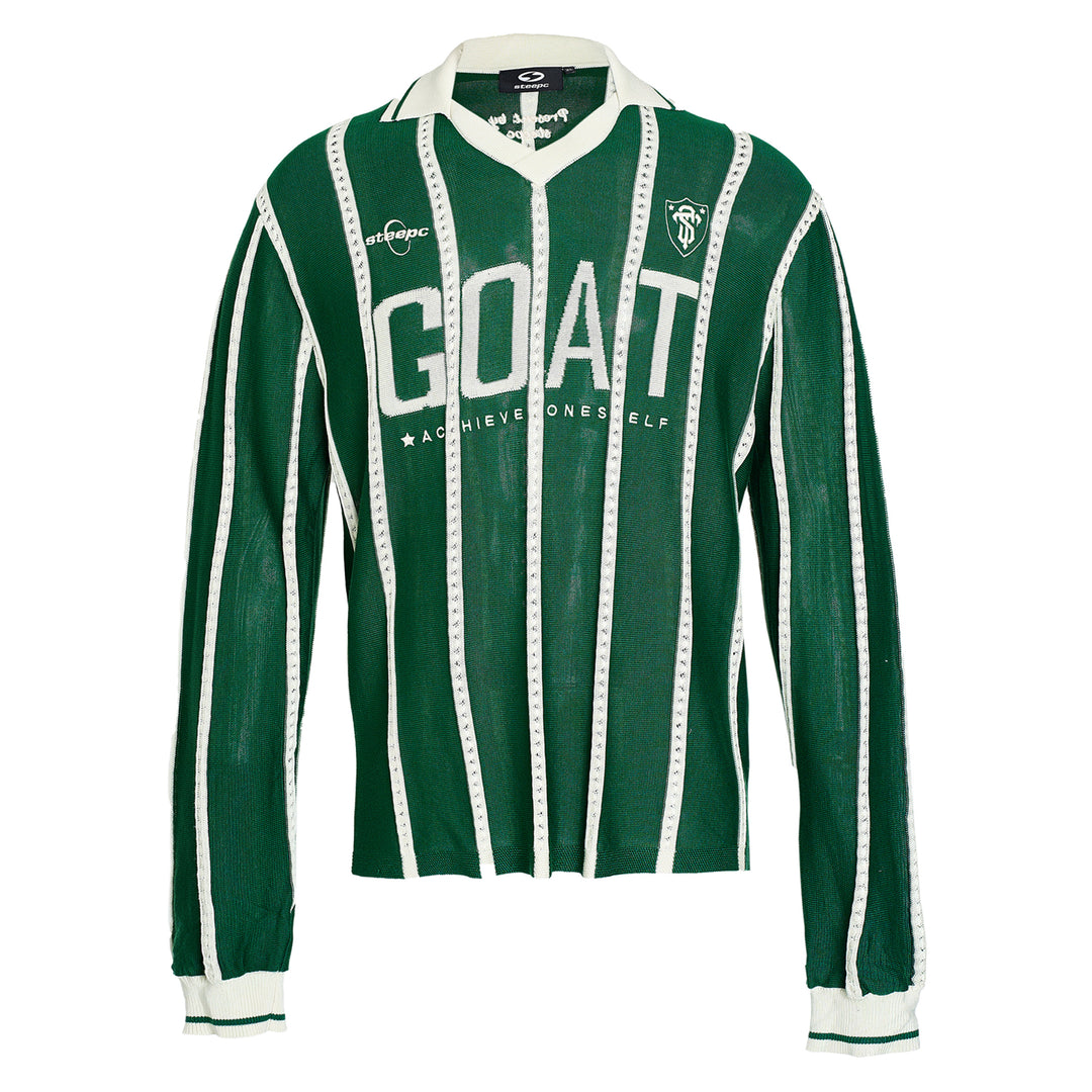STEEPC Striped Knit GOAT Long Sleeve V-Neck Polo Jersey | Face 3 Face
