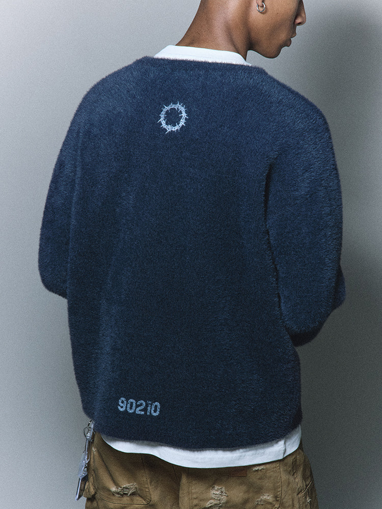 ANTIDOTE Imitation Mink Sports Print Knit Sweater | Face 3 Face