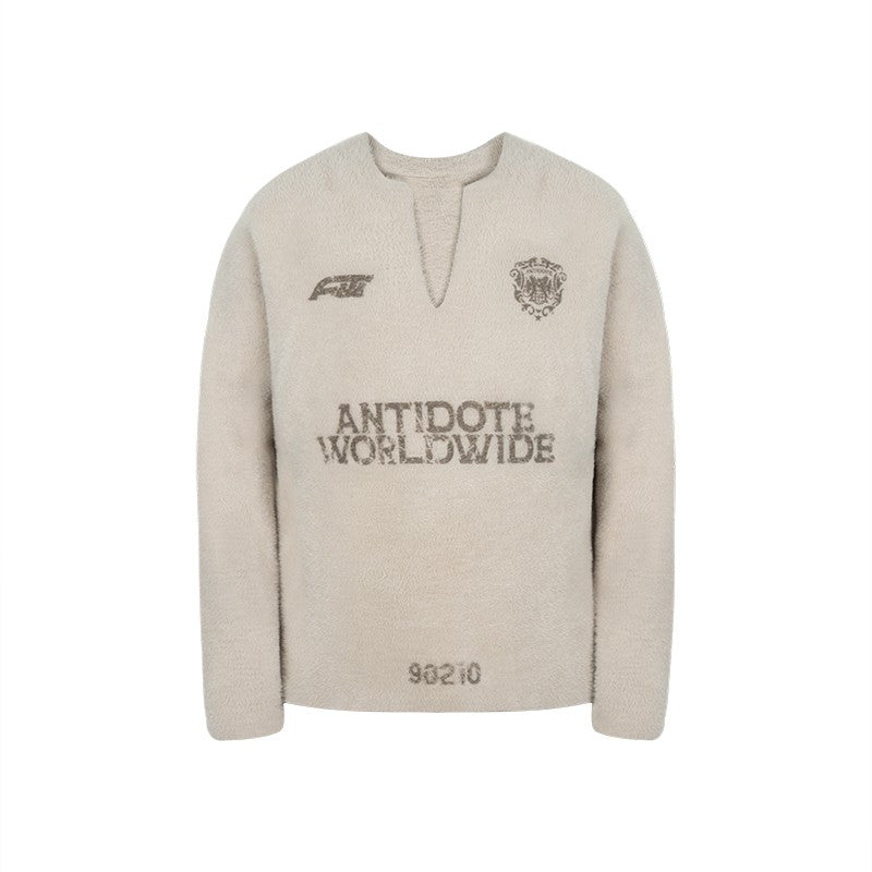 ANTIDOTE Imitation Mink Sports Print Knit Sweater | Face 3 Face