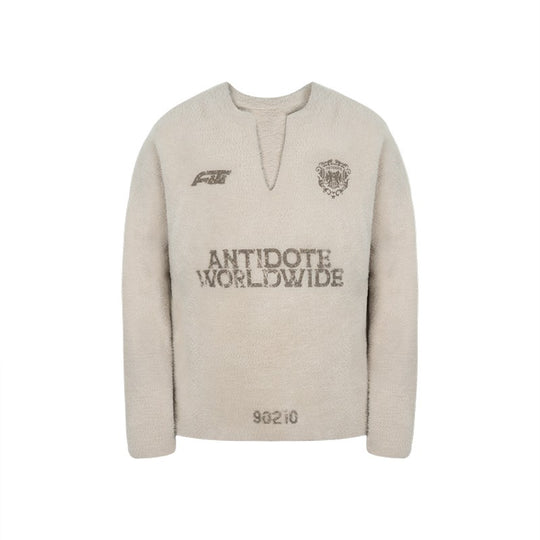 ANTIDOTE Imitation Mink Sports Print Knit Sweater | Face 3 Face