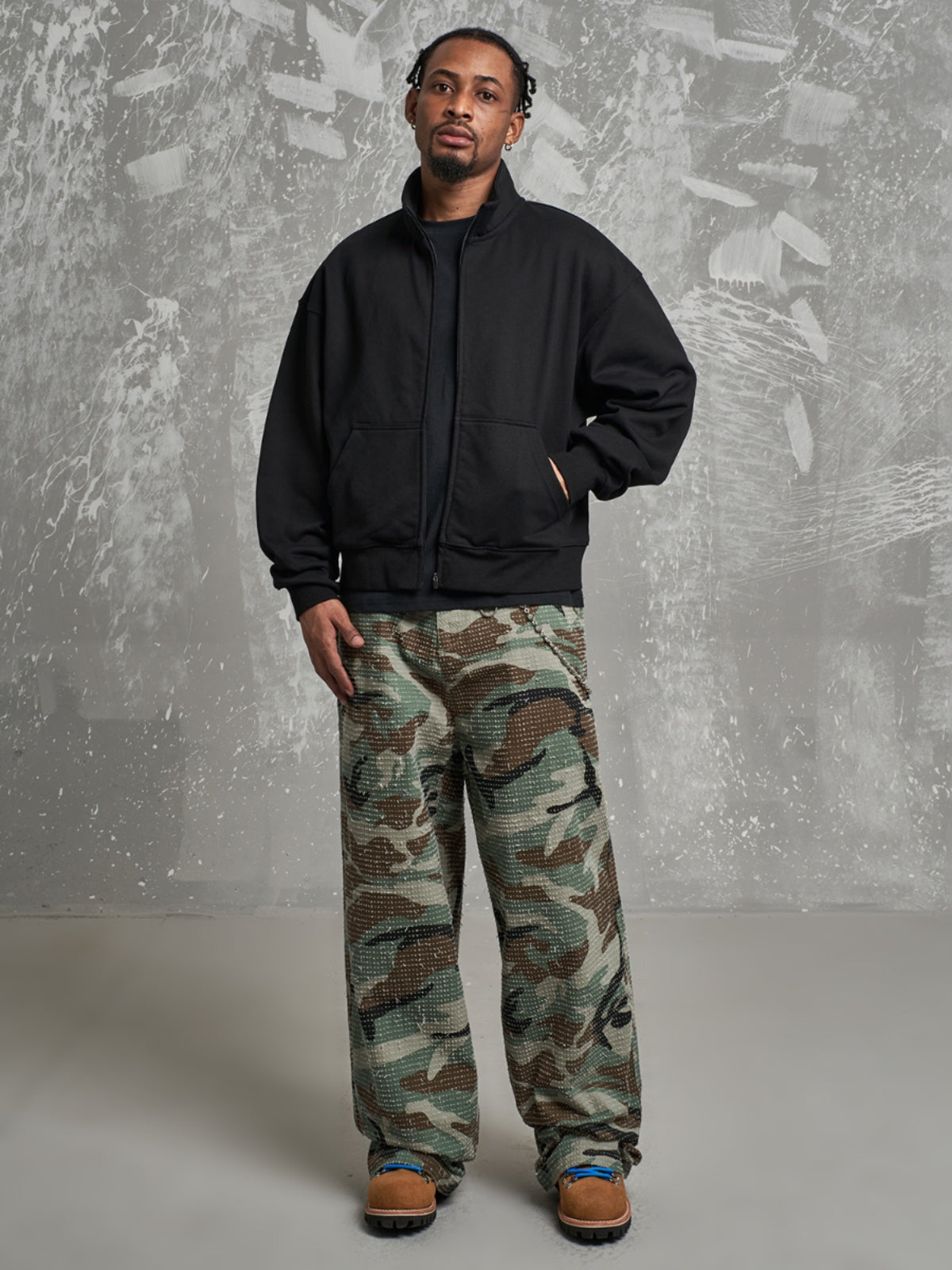 F3F Select Washed Brushed Camouflage Baggy Work Pants | Face 3 Face