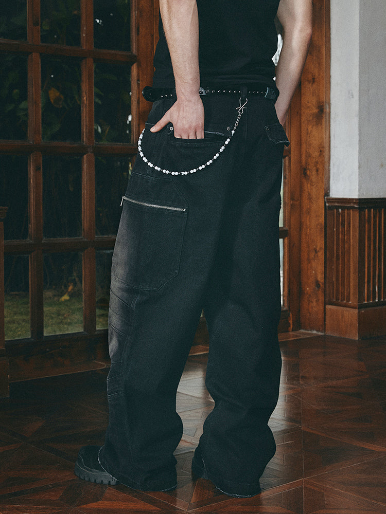 ANTIDOTE Hidden Pocket Structure Faded Work Cargo Jeans
