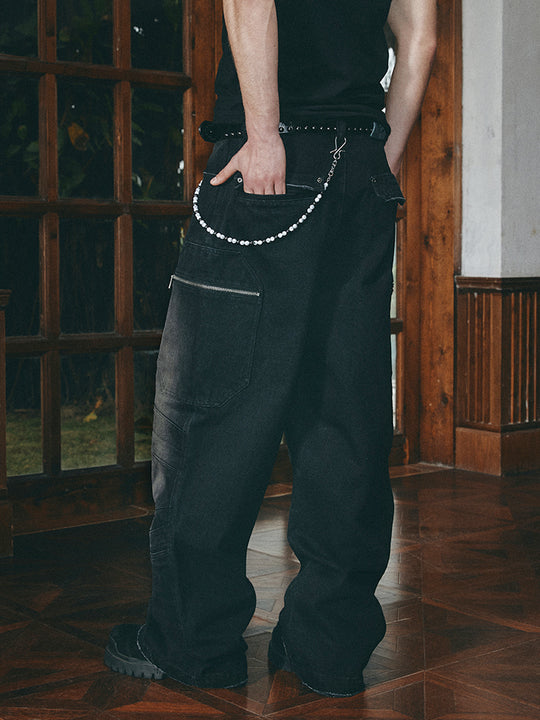 ANTIDOTE Hidden Pocket Structure Faded Work Cargo Jeans