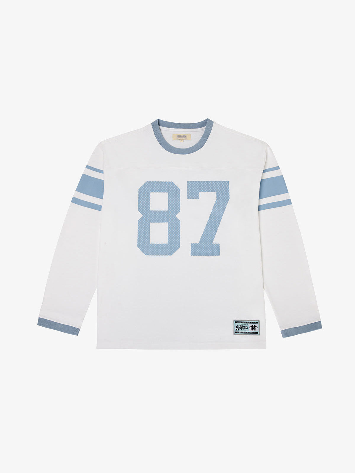 MHARF White Mesh Printed Sleeve Stripe Long Sleeved Football Jersey | Face 3 Face