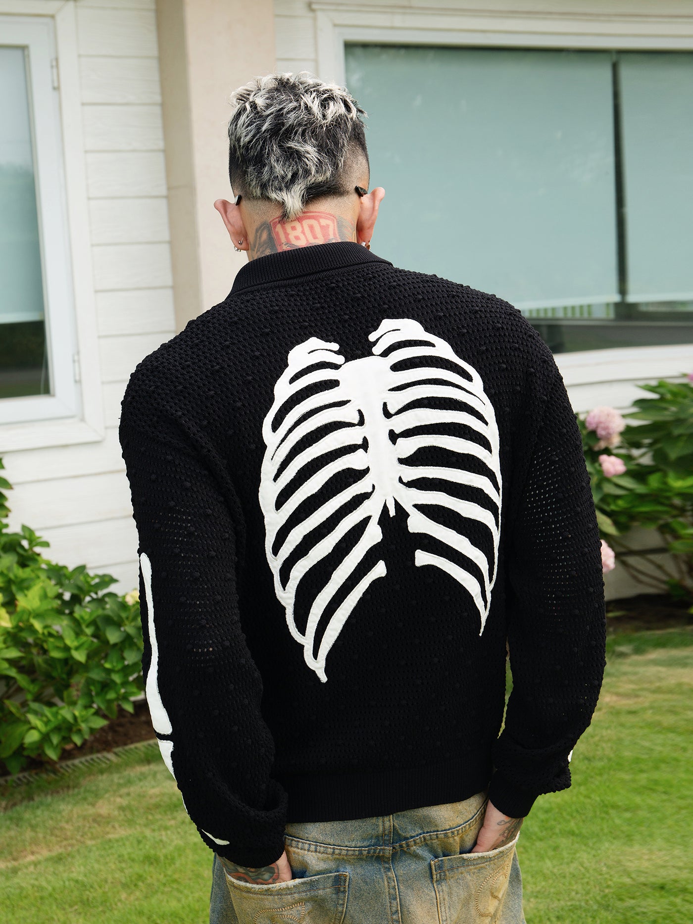 S45 Skeleton Mesh Zip Up Knit Cardigan | Face 3 Face