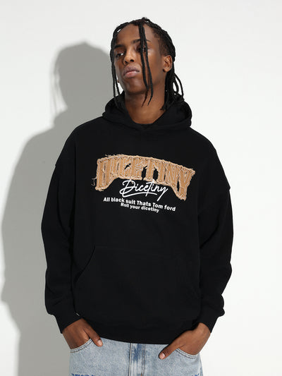 DICETINY Denim Patch Logo Studs Hoodie | Face 3 Face