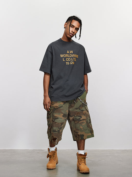 ANTIDOTE Washed Aged Font Clashing Letter Printed Tee