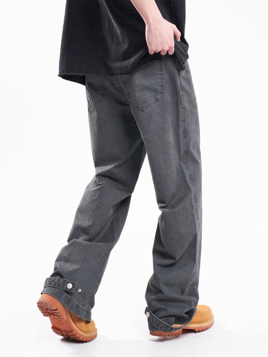 F3F Select Vintage Washed Adjustable Pockets Belt Work Jeans