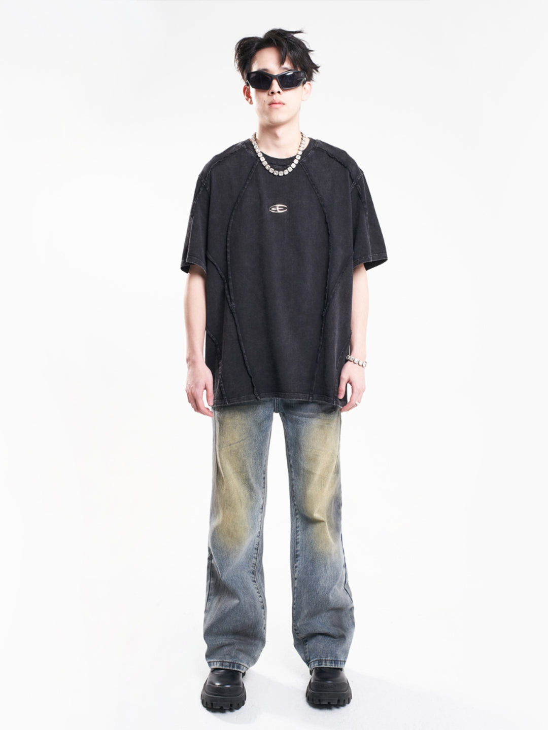 F3F Select Irregular Yellow Mud Dye Jeans