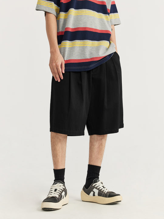 F3F Select Basic Solid Color Two Tuck Wide Shorts