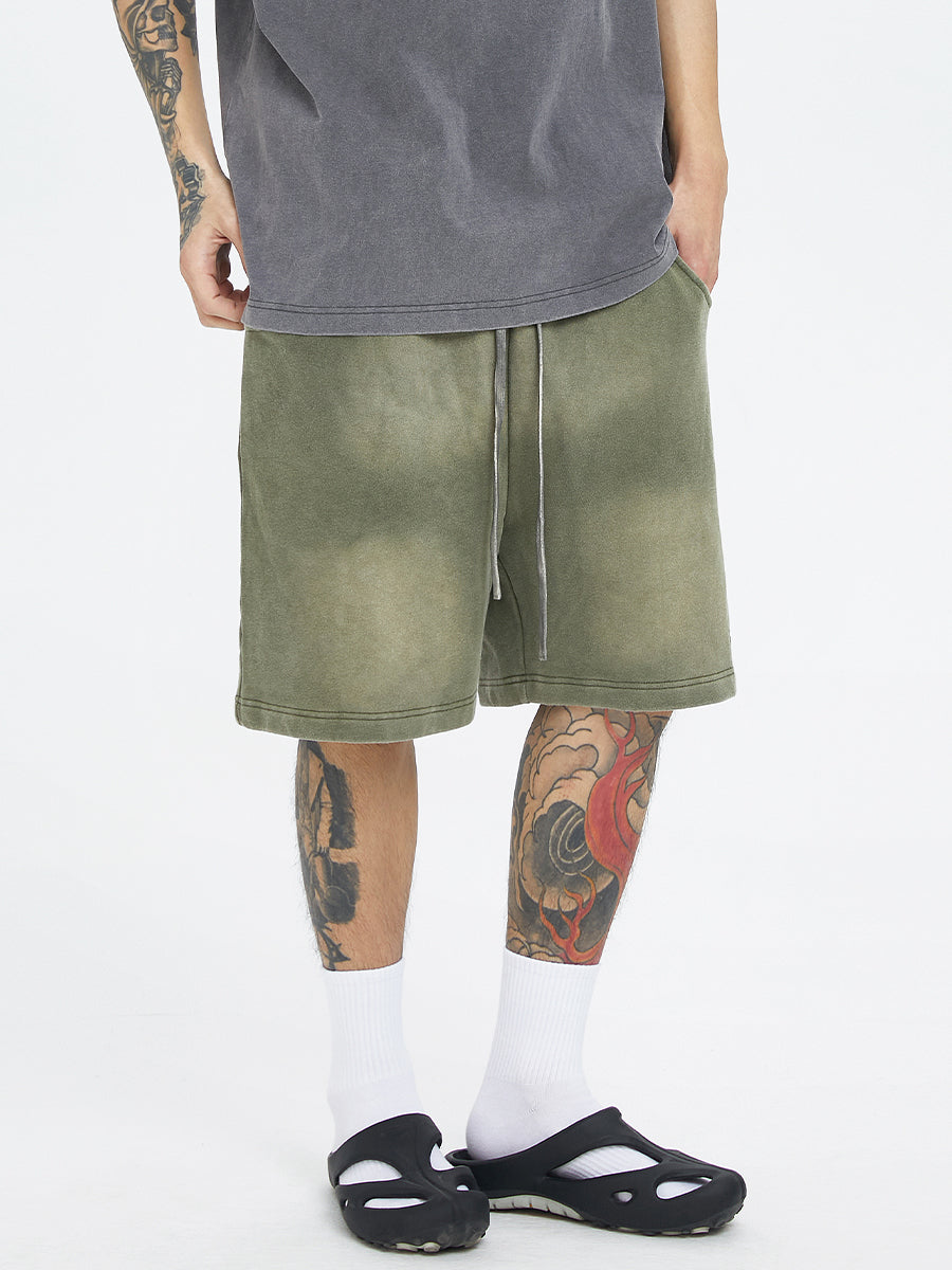 F2CE Gradient Distressed Basic Dirty Sweat Shorts