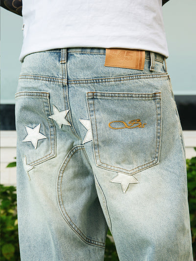 S45 Star Patch Washed Jeans | Face 3 Face