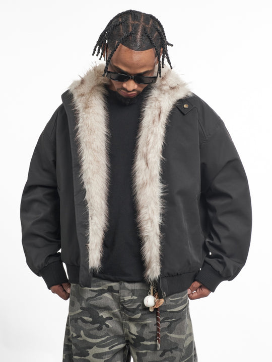 F3F Select Faux Fur Lining Bomber Jacket | Face 3 Face