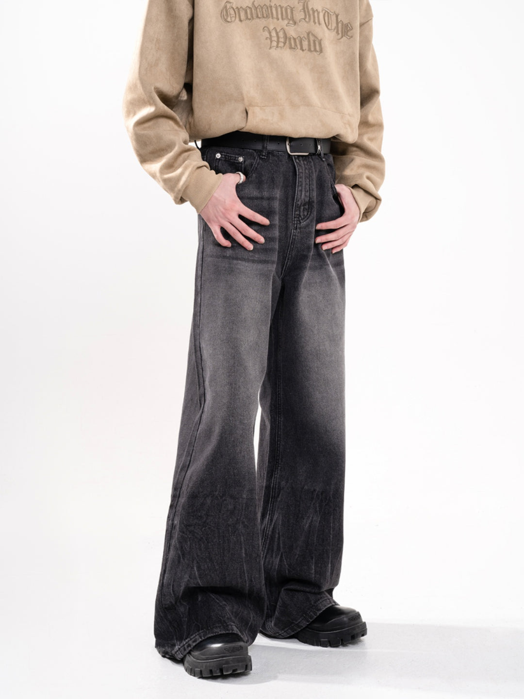 F3F Select Washed Black Gray Jeans