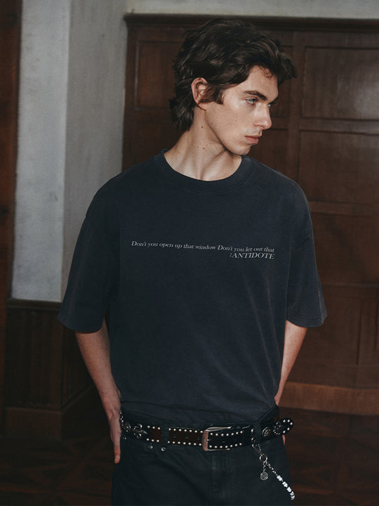 ANTIDOTE Slogan Washed Letter Print Tee