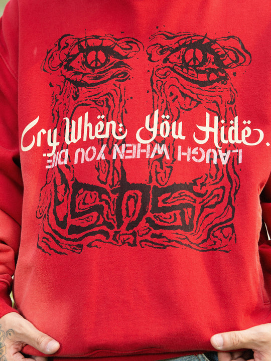 S45 Gradient Washed Tears Girl Print Hoodie | Face 3 Face