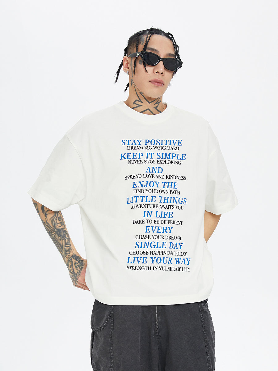 F2CE Blue Slogan Letter Print Tee