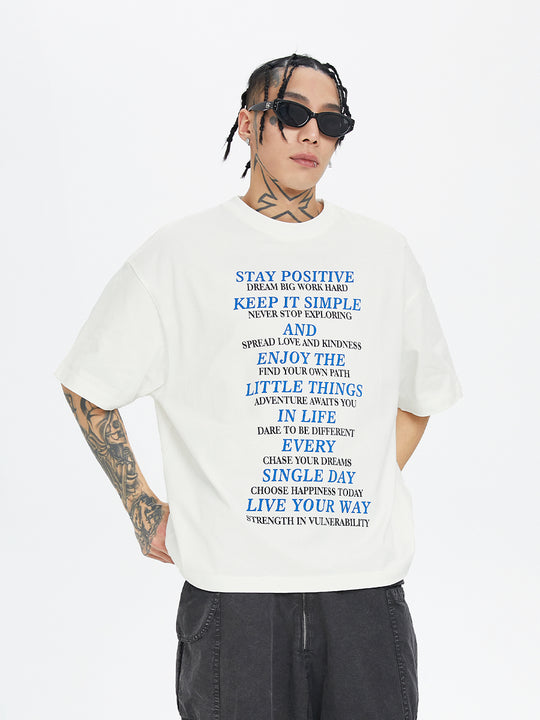 F2CE Blue Slogan Letter Print Tee