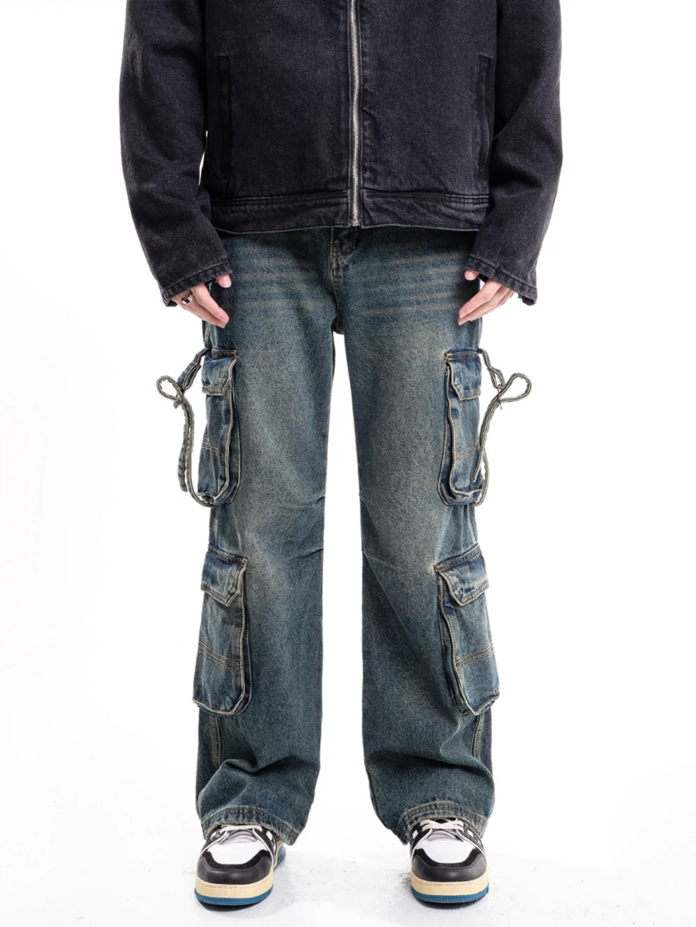 F3F Select Flutter Belt Design Functional Work Cargo Jeans