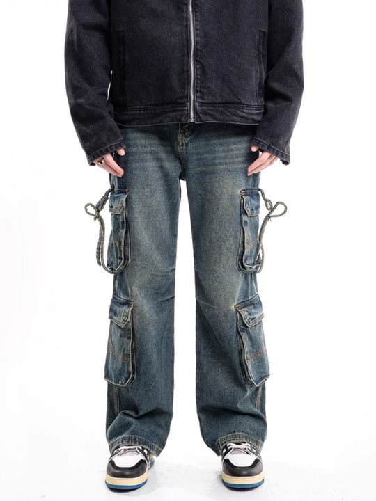 F3F Select Flutter Belt Design Functional Work Cargo Jeans
