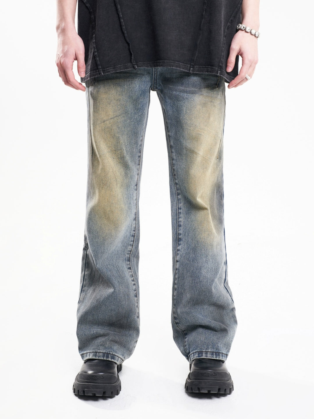 F3F Select Irregular Yellow Mud Dye Jeans