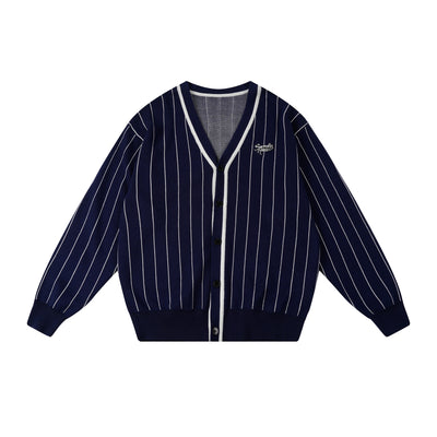 S45 Vertical Stripe Logo Knit Cardigan | Face 3 Face