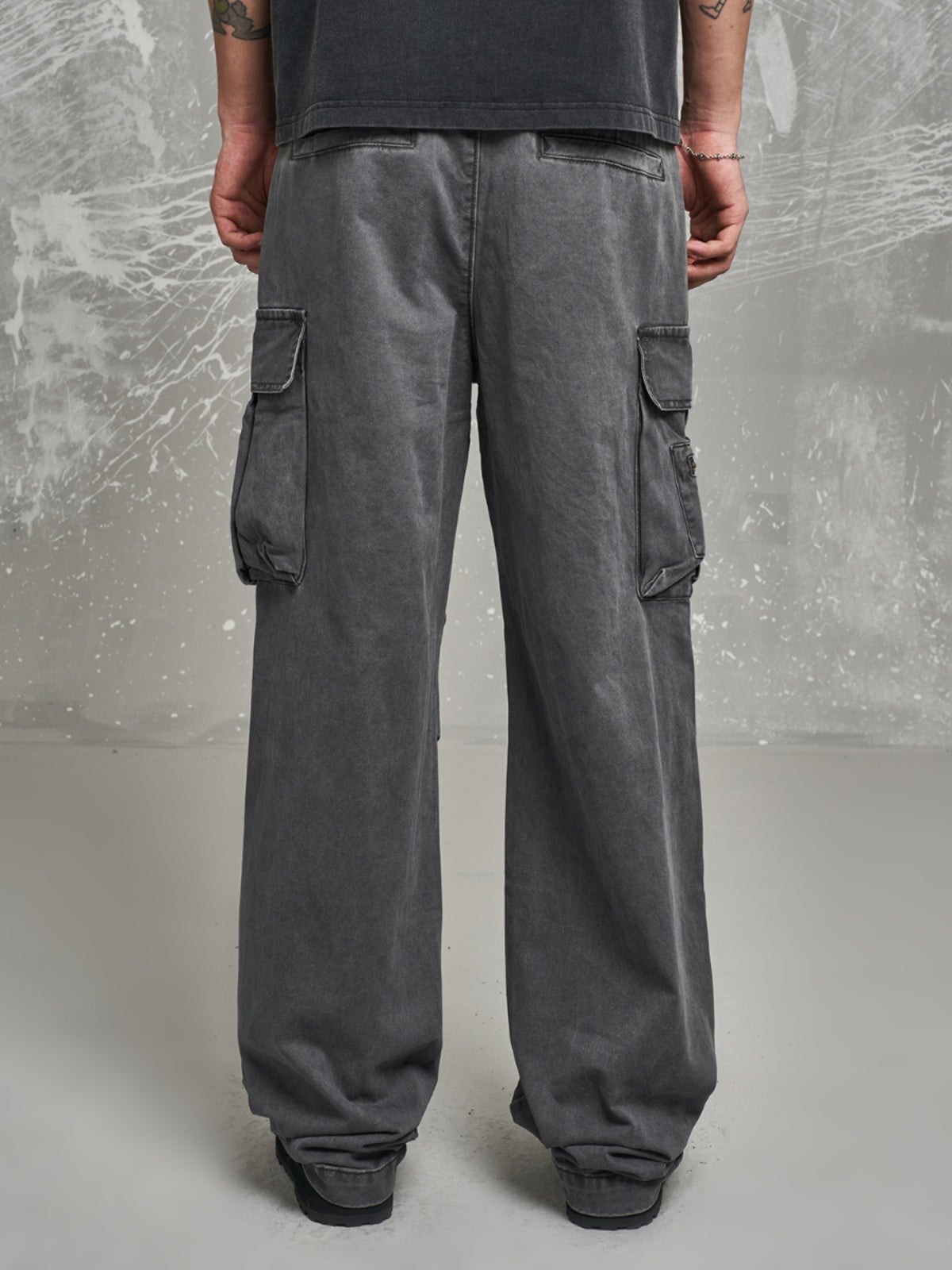 F3F Select Gray Heavy Washed Multi Pocket Cargo Jeans | Face 3 Face