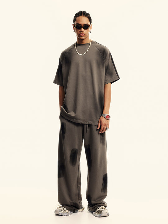 F3F Select Three Bars Spray Color Abrasion Wide Sweatpants