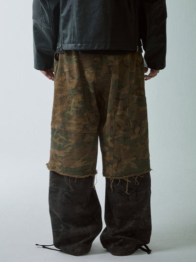 F2CE Camouflage Scrap Wash Destruction Double Layered Pants | Face 3 Face