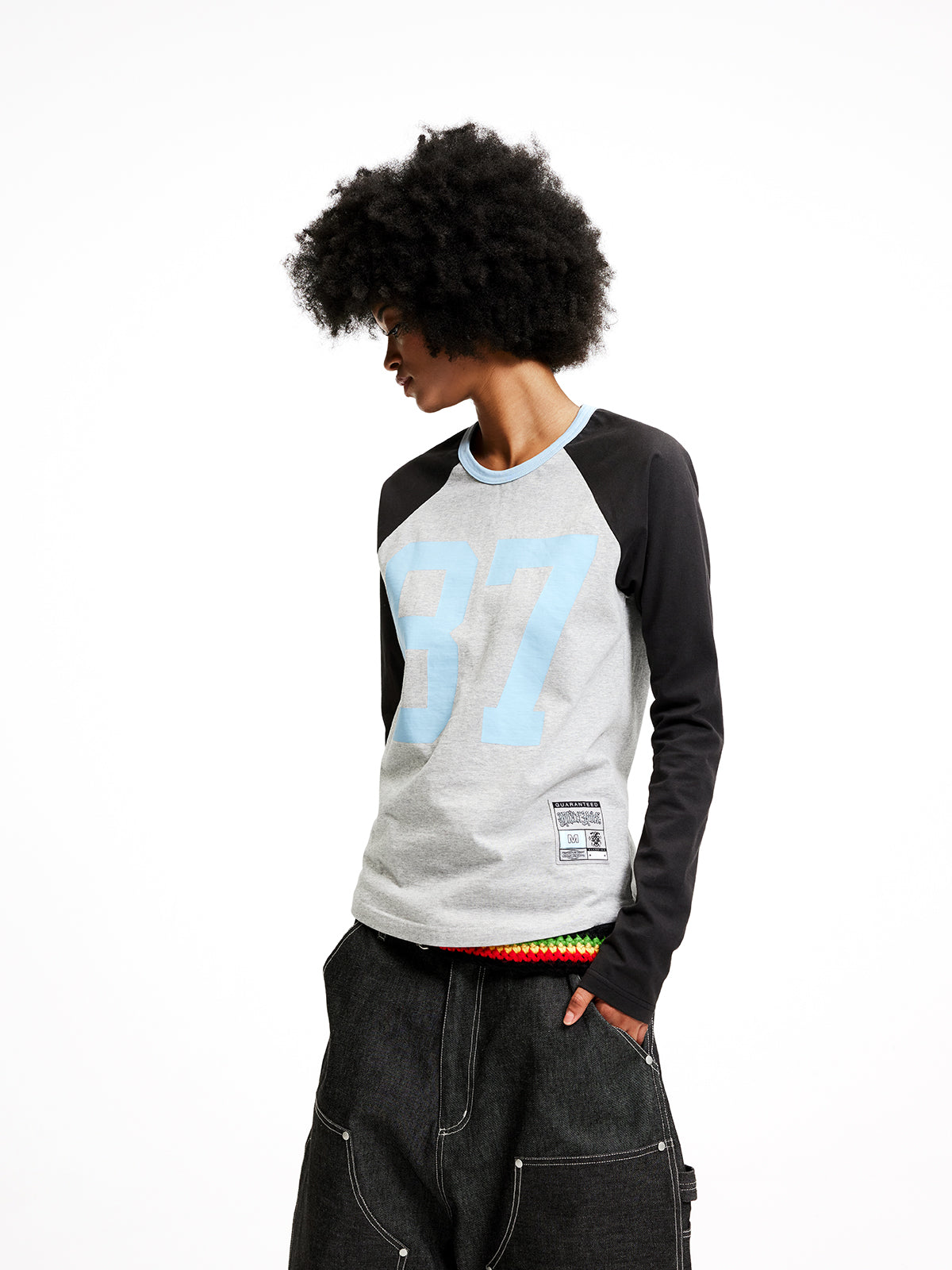 MHARF Gray 87 Raglan Long Sleeve Football Jersey | Face 3 Face