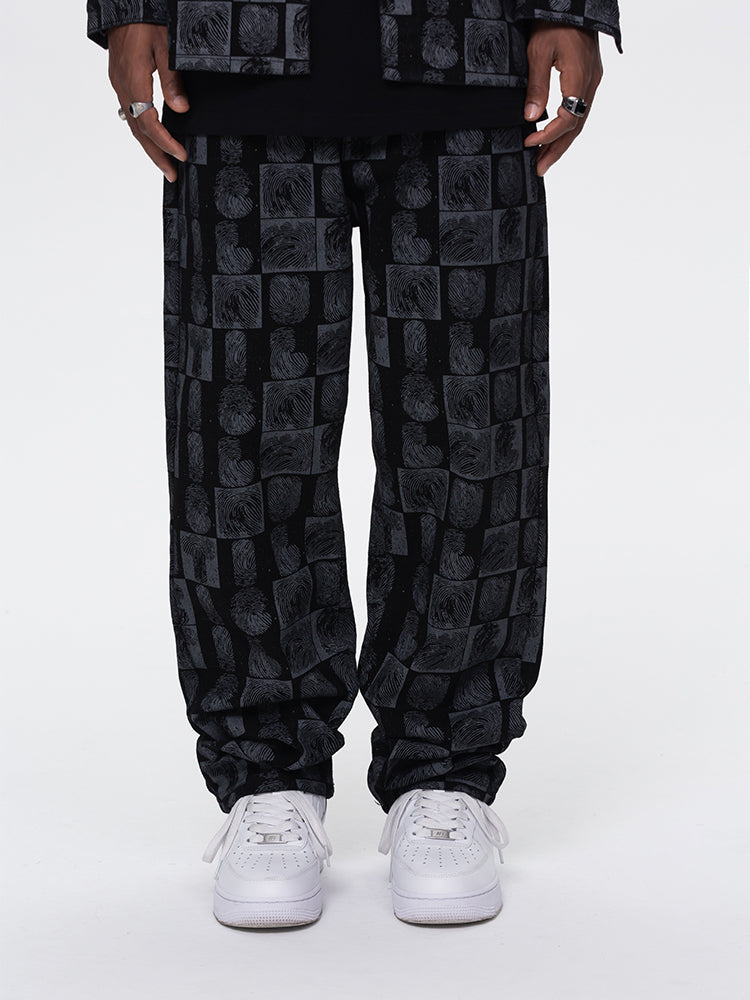 UNTILWERICH Fingerprinted Full Print Jeans | Face 3 Face