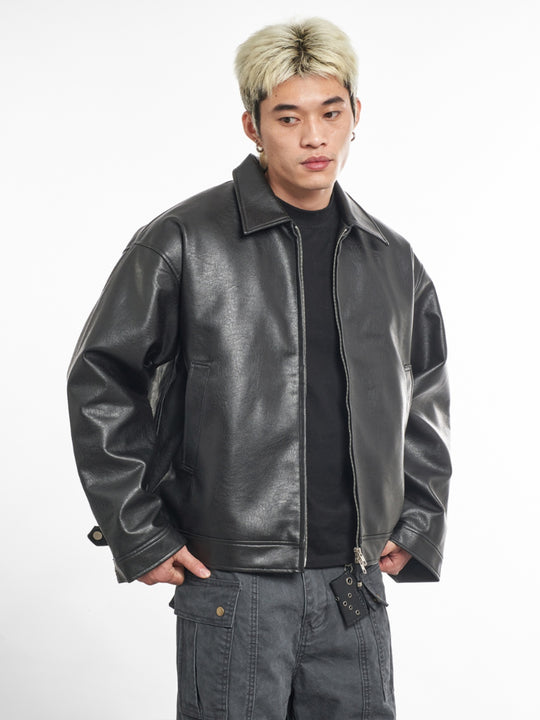 F3F Select Basic PU Leather Motorcycle Jacket | Face 3 Face