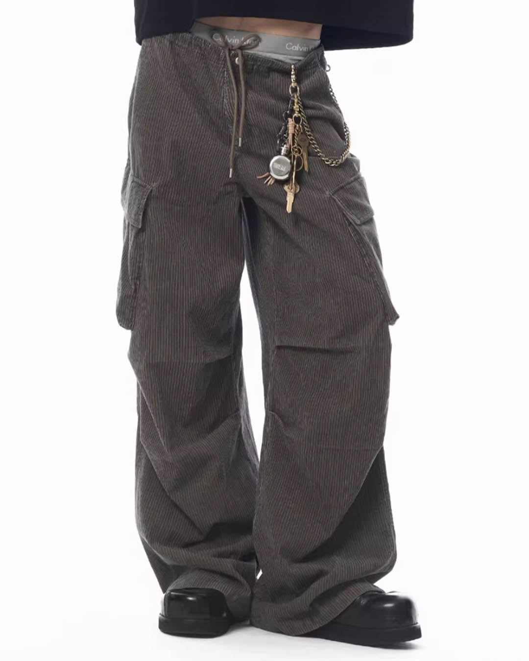 JHYQ Corduroy Pleated Baggy Pants | Face 3 Face