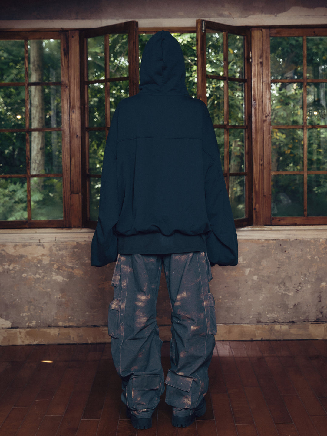 STEEPC Loose Navy Blue Zip Up Hooded Sweatshirt Jacket | Face 3 Face