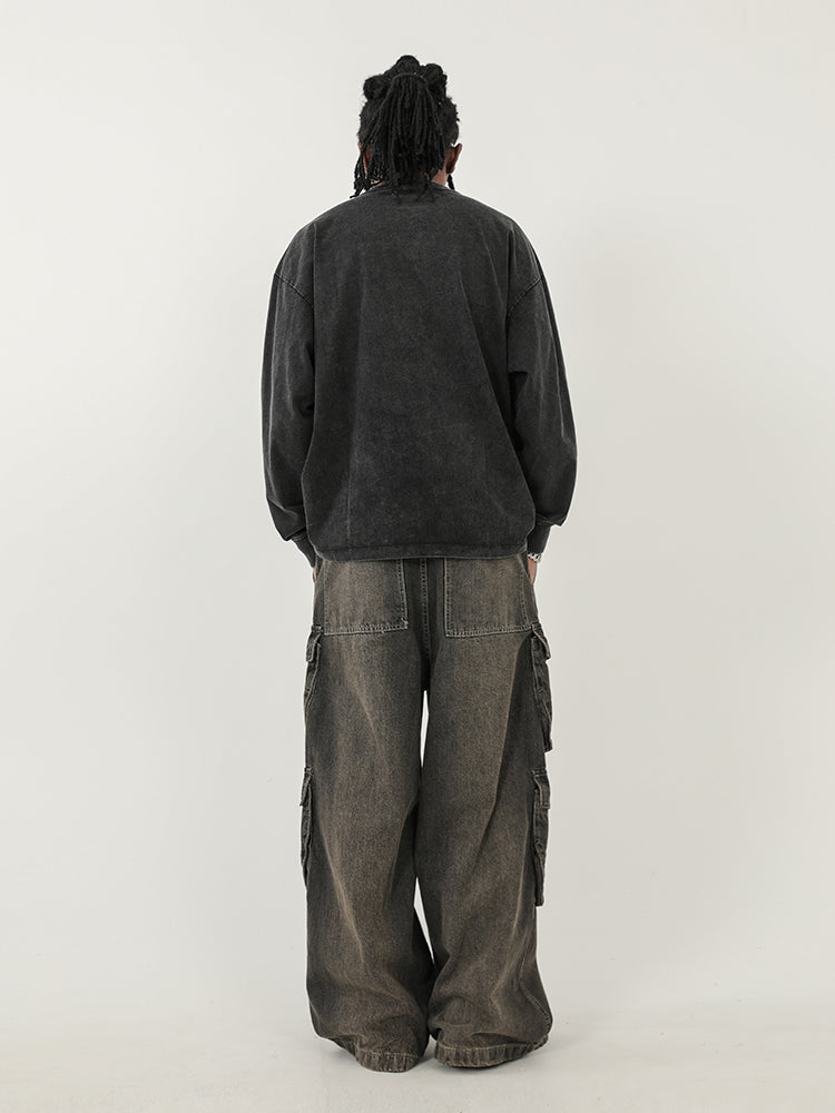 F3F Select Gradient Washed Multi Pocket Work Cargo Jeans