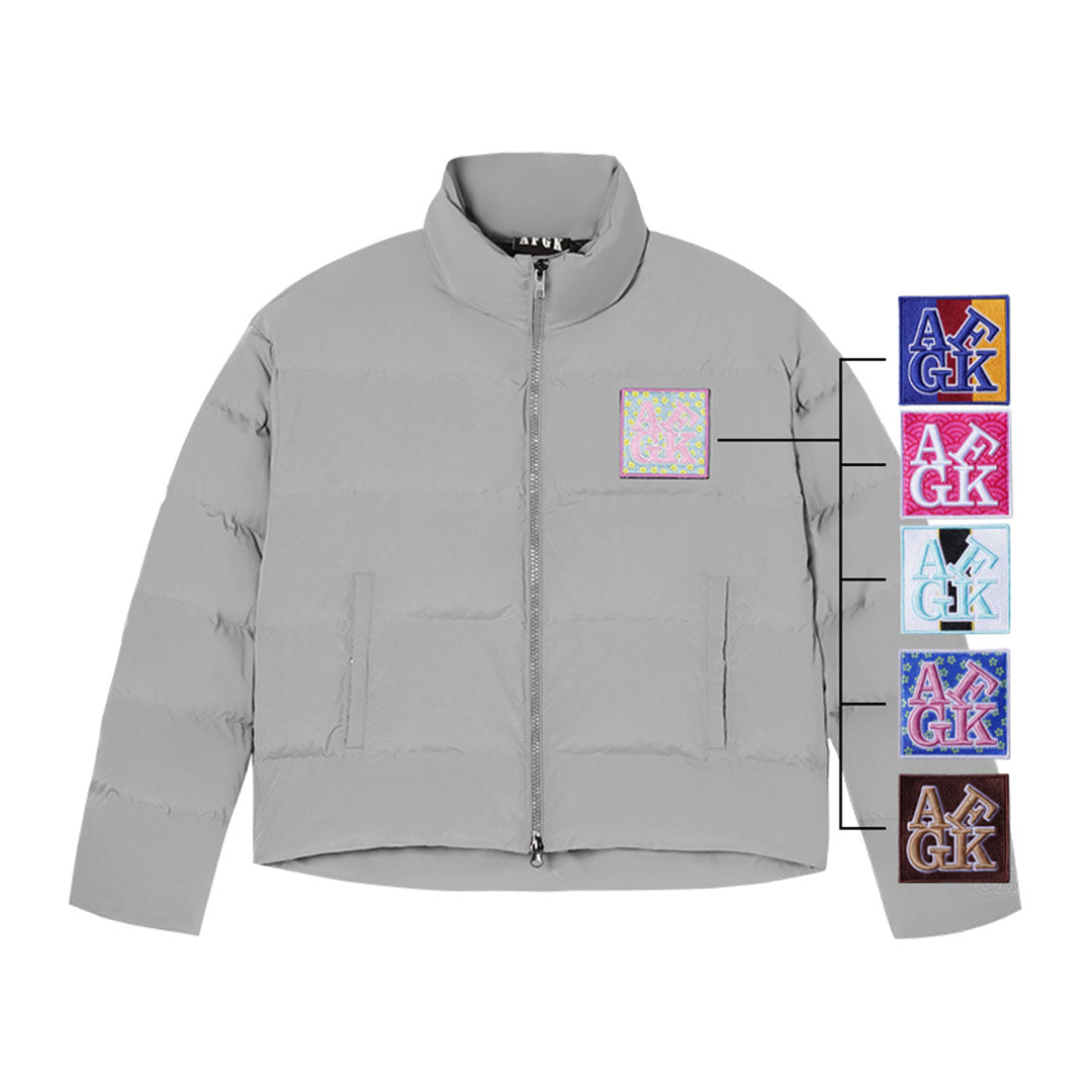 AFGK Embroidered Velcro Logo Puffer Jacket
