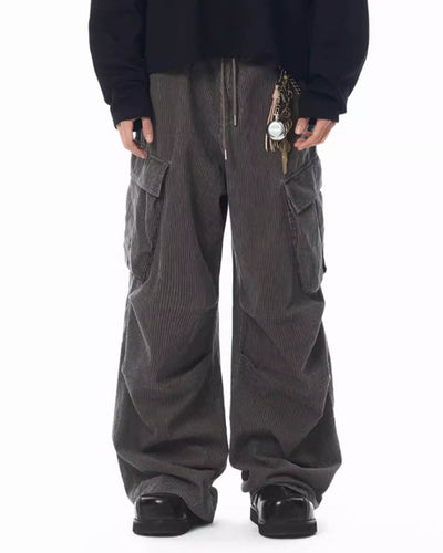 JHYQ Corduroy Pleated Baggy Pants | Face 3 Face