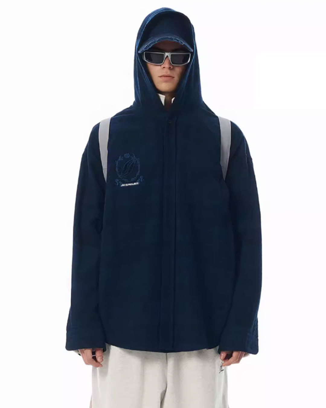 JHYQ Work Plaid Embroidery Hooded Shirt Jacket | Face 3 Face