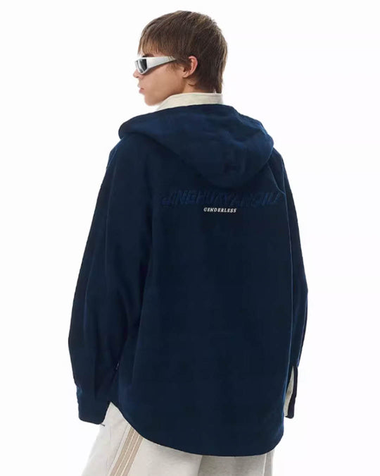 JHYQ Work Plaid Embroidery Hooded Shirt Jacket | Face 3 Face